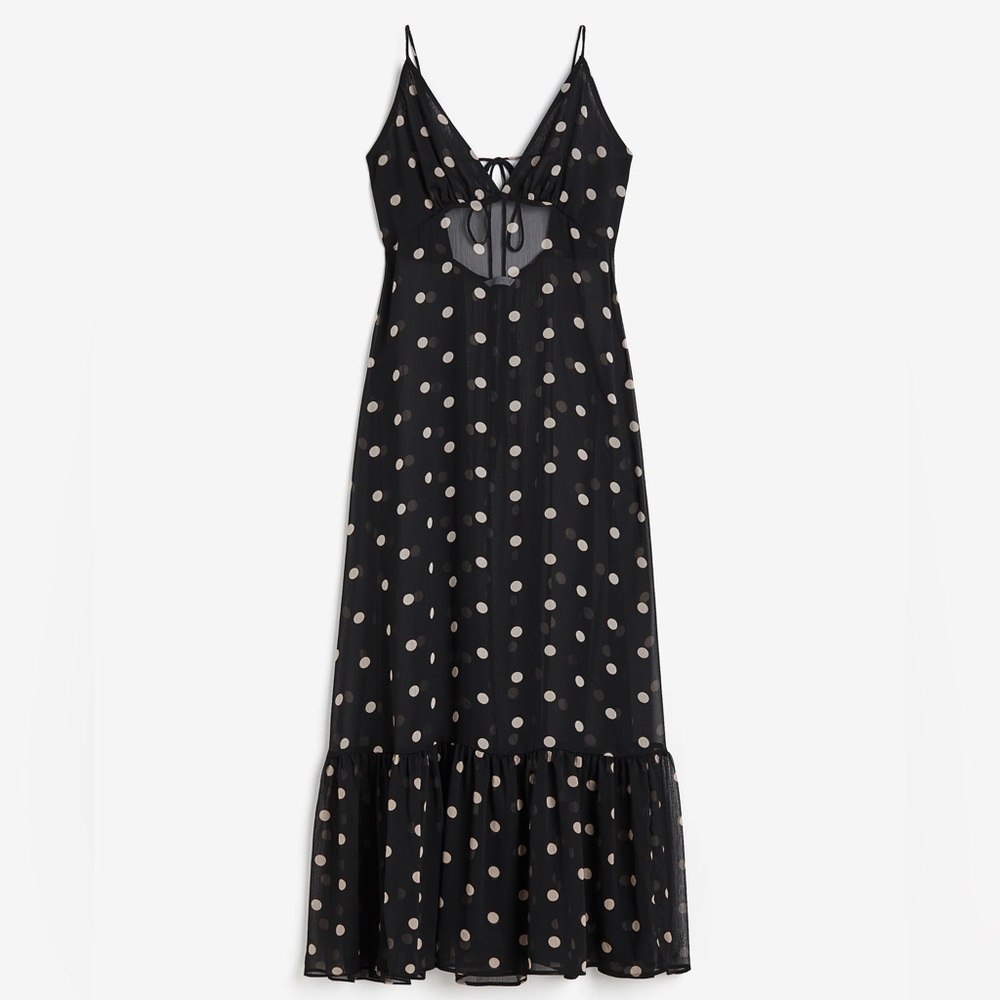 H&M Black Maxi Dress with Cream Polka Dots - Picture 7 of 7